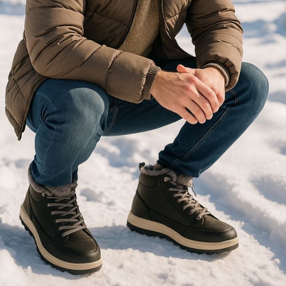 Weatherproof 8  Winter Boots Mens Logjam Shearling Lace-up Outdoor Snow Shoes